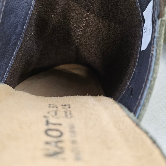 New NAOT Brushed Olive Suede Slingback Clogs 44131 Women's Size 37 Wooden Heel - Picture 6 of 11